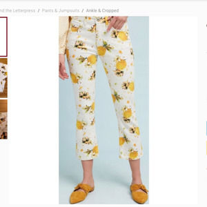 Anthropologie White and Yellow Ankle Jeans